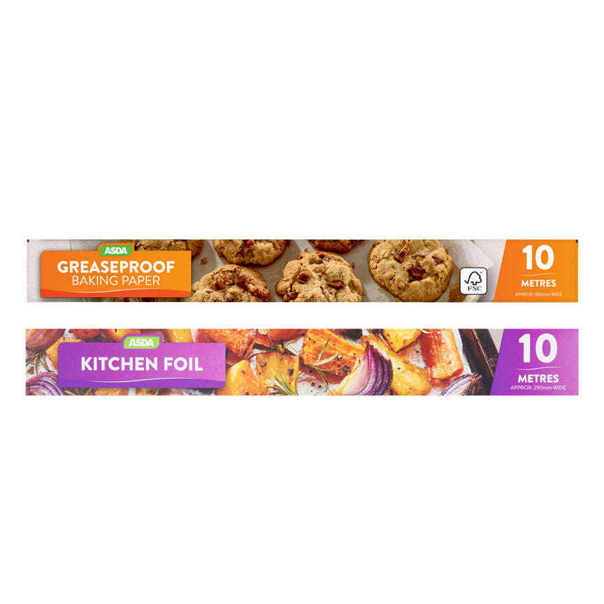 ASDA Greaseproof Non Stick Baking Paper & Kitchen Foil Bundle