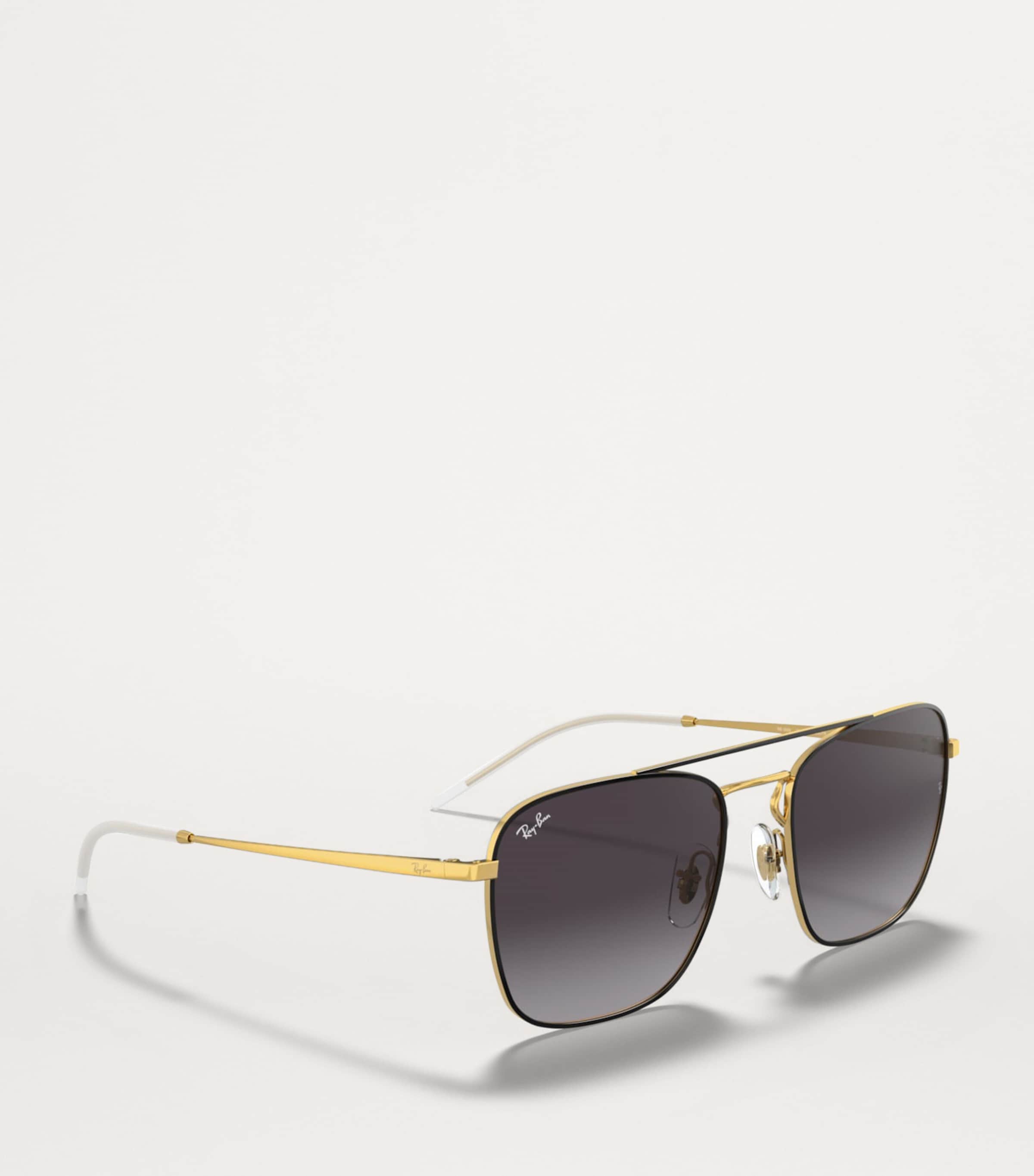 Ray-Ban Square sunglasses with gold-tone arms and brow bar (British brand)