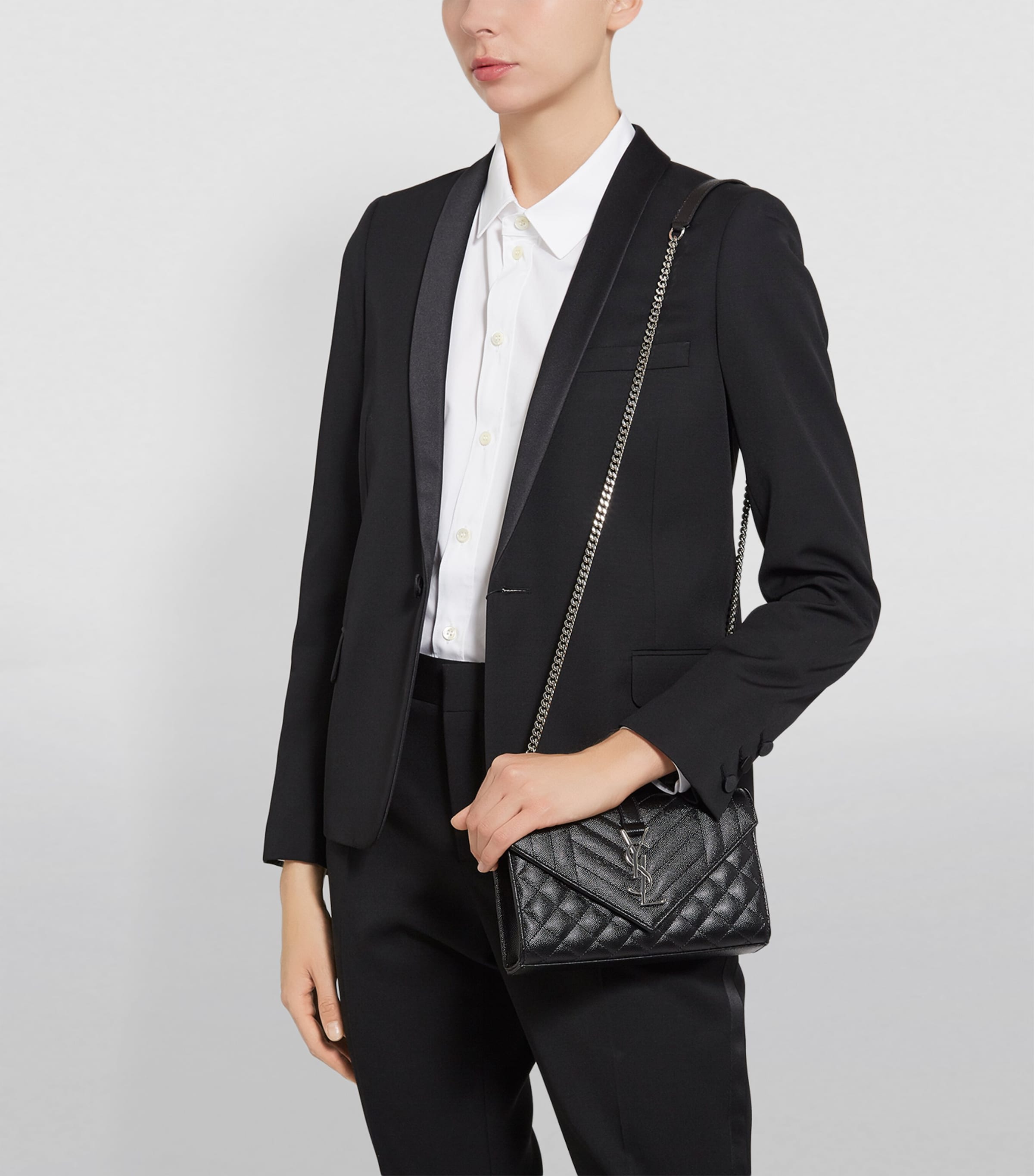 Saint Laurent Small Envelope Matelassé shoulder bag, imported from the UK