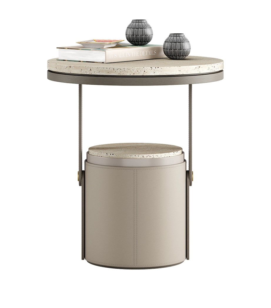 Frato Beppu marble side table with travertine top, UK version