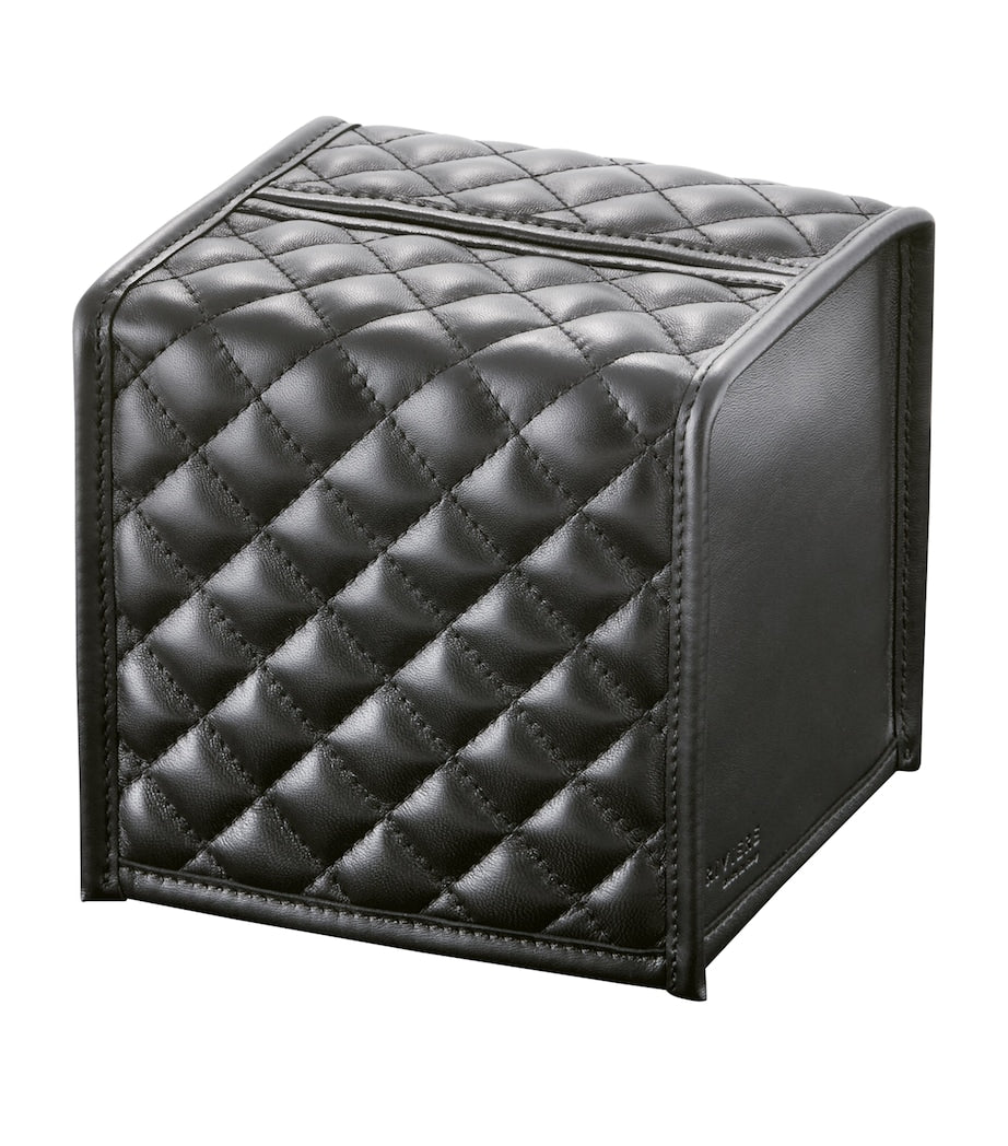 Riviere quilted leather square tissue box, Italian design - British product