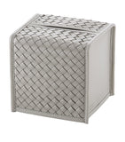 Square Woven Leather-Accented Storage Box