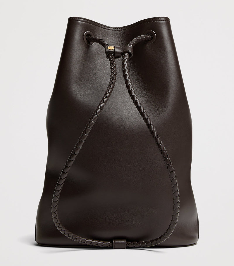 Bottega Veneta Andiamo leather backpack with gold-tone hardware (British brand)