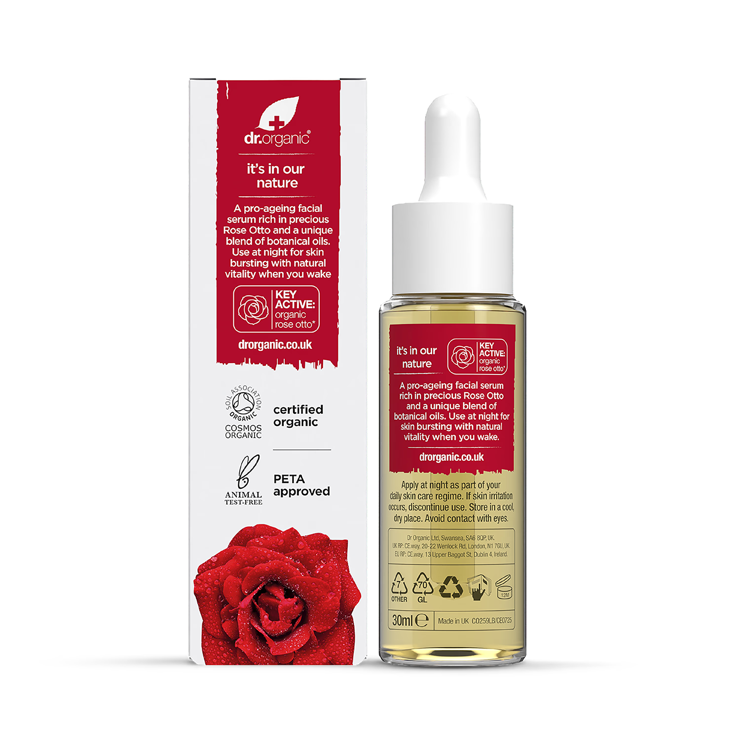 Dr Organic Rose Otto Facial Serum 30ml - British product