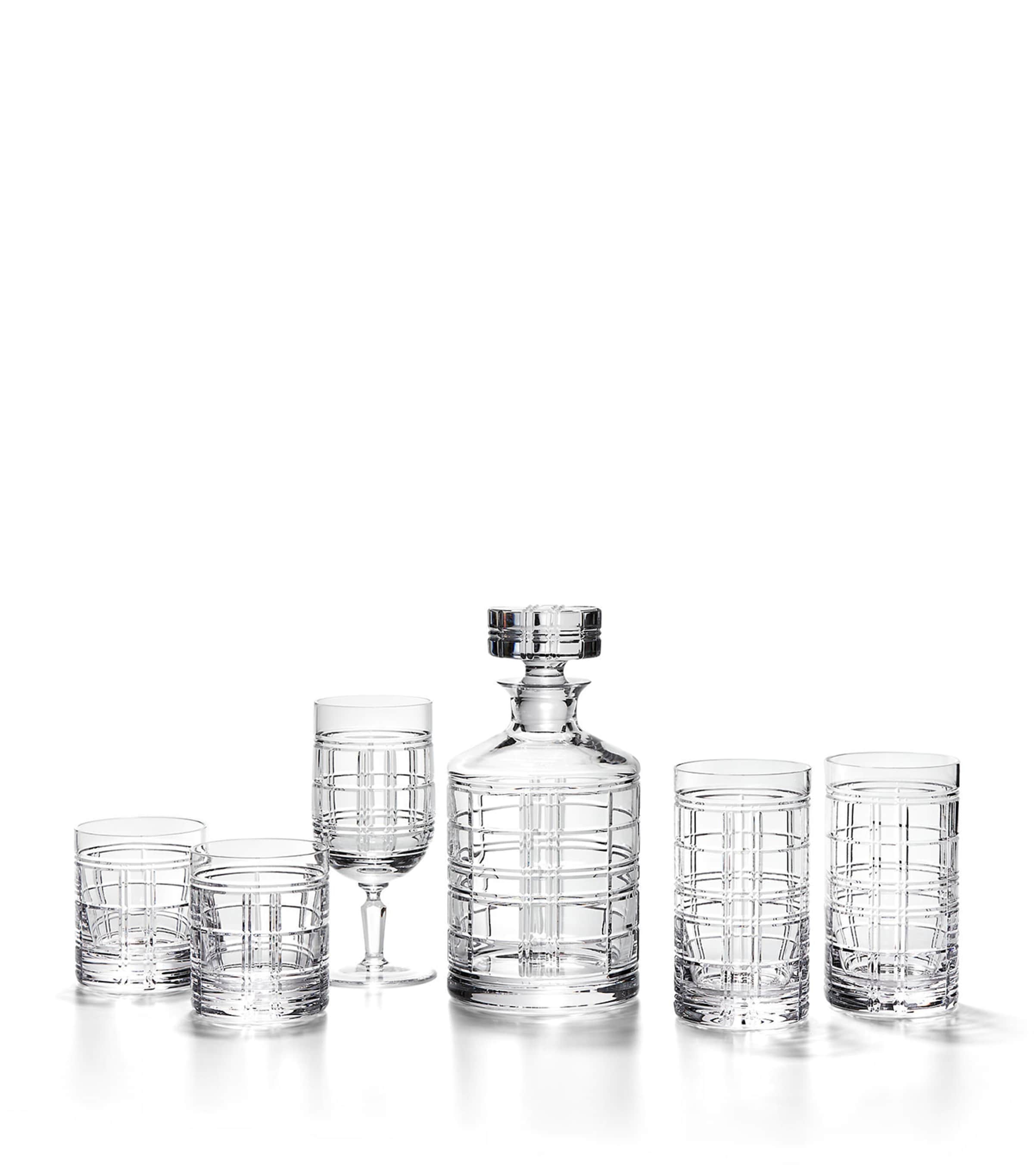 Ralph Lauren highball glasses with Hudson Plaid design, imported from the UK