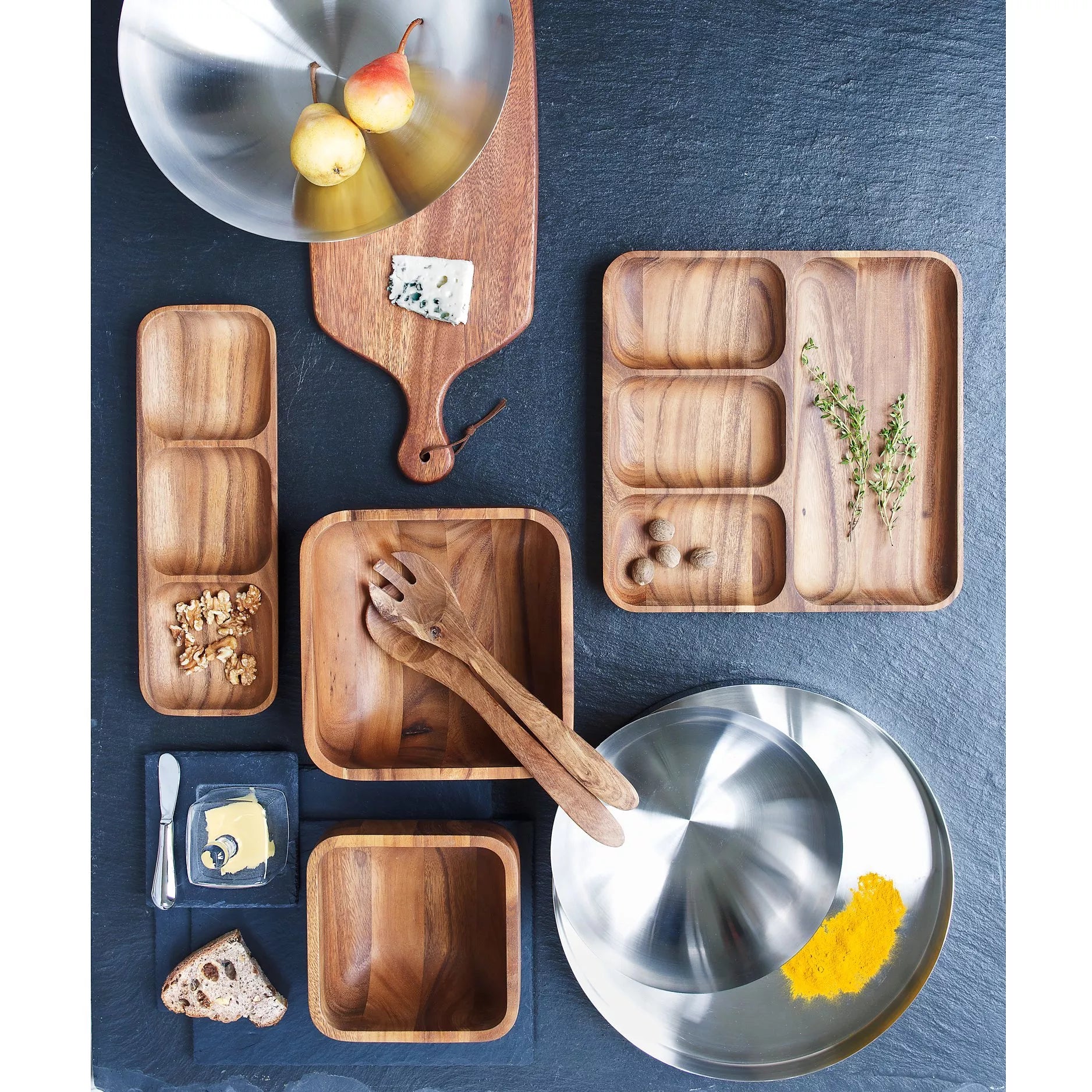 Selbrae House rectangular slate placemats set of 2 black (British brand)