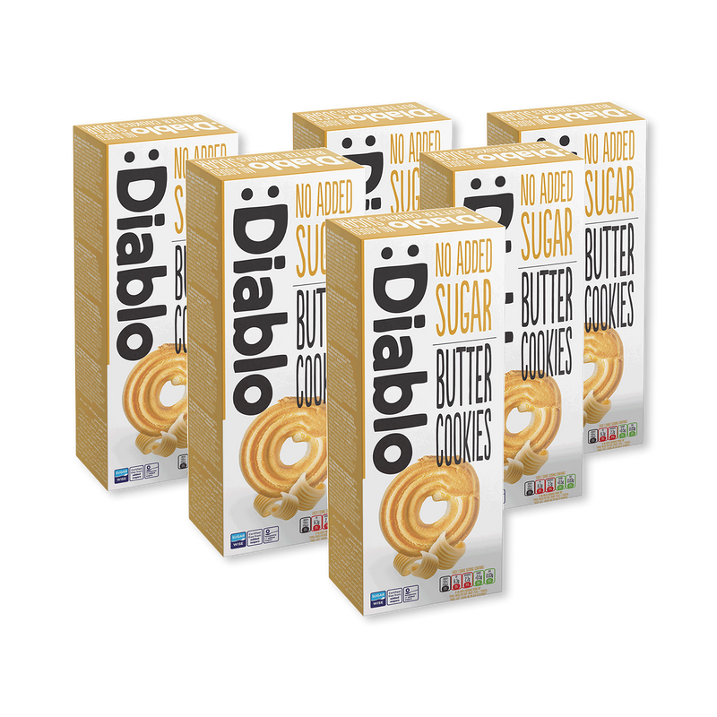 Diablo no added sugar butter cookies 135g pack of 6, UK version
