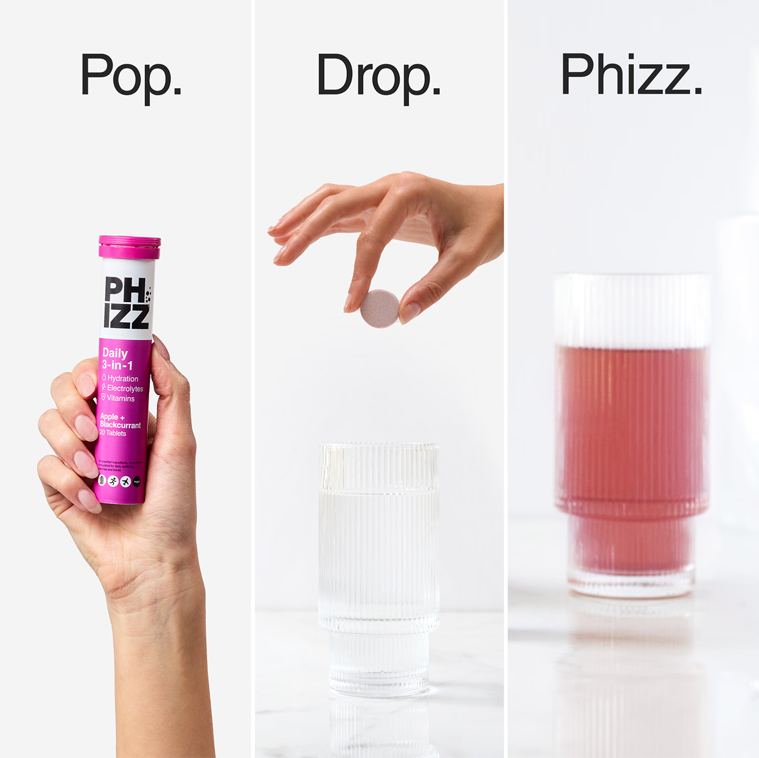 Phizz hydration tablets blackcurrant 20 tablets - British product