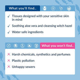 Natracare safe to flush moist tissues 6 packets (British brand)