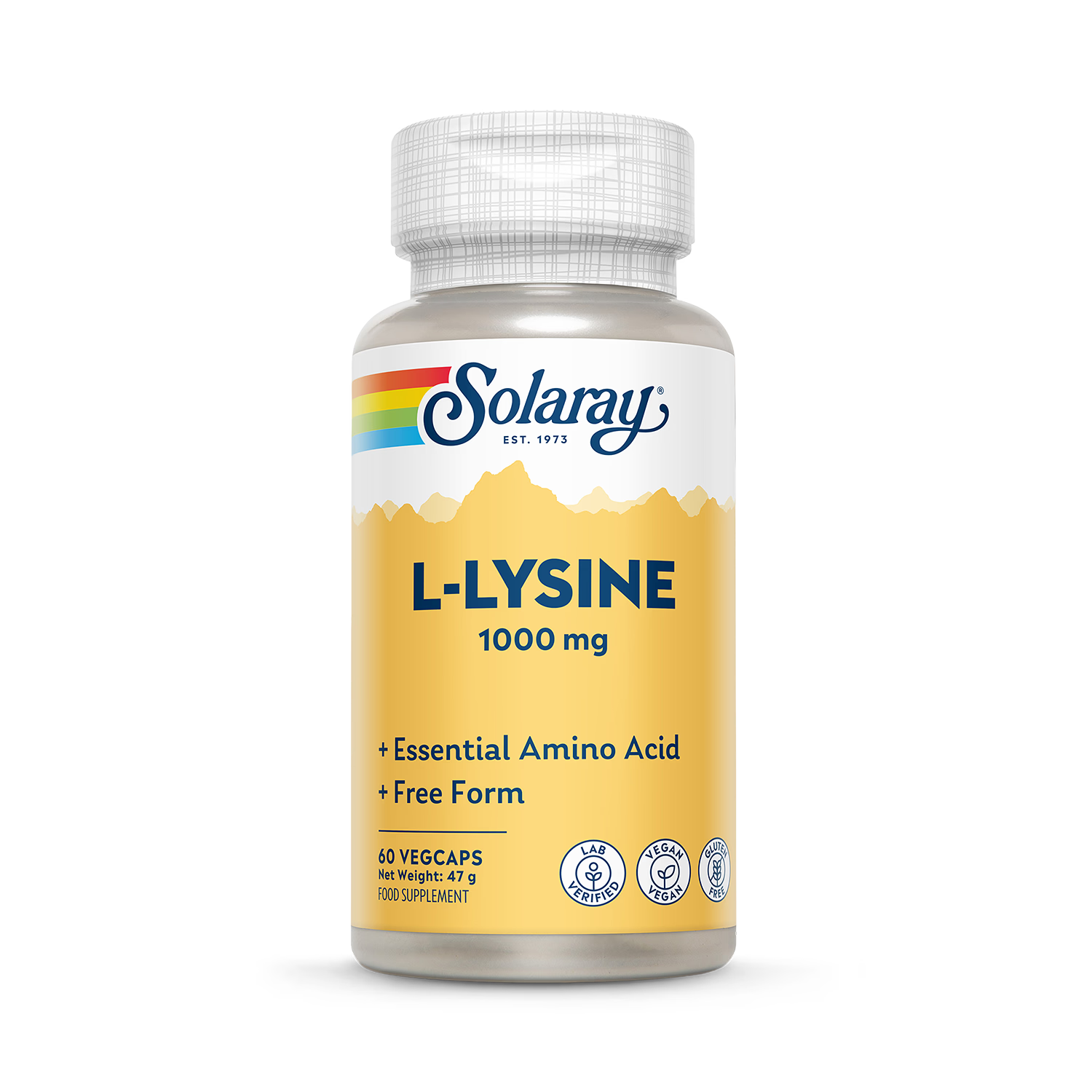 Solaray L-Lysine 1000mg 60 capsules, imported from the UK
