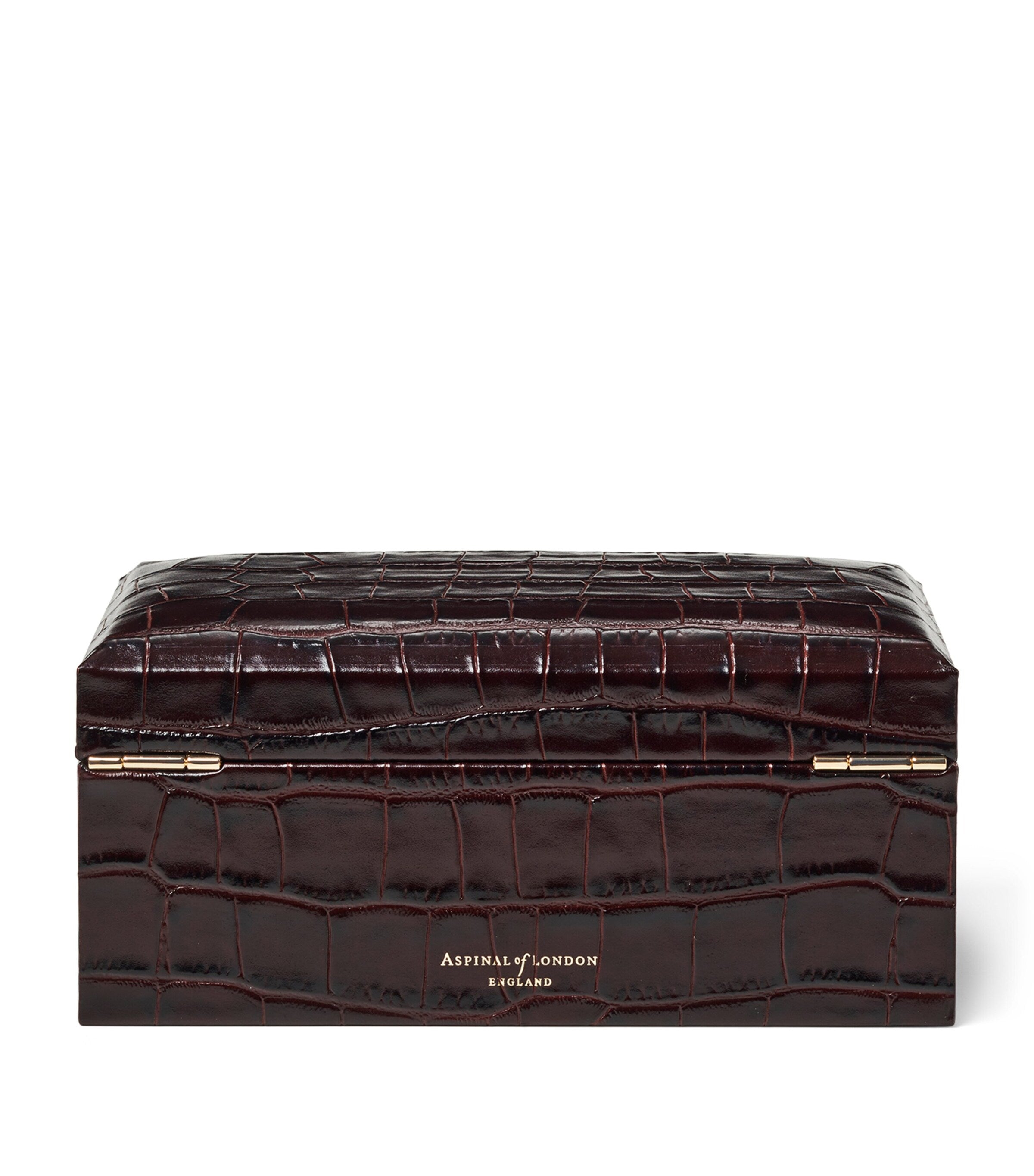 Aspinal of London Leather Croc-Embossed 3-Piece Watch Box - British product