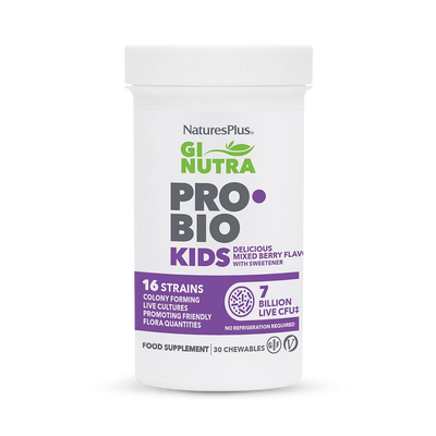 Holland & Barrett NaturesPlus GI NUTRA Pro Bio Kids Mixed Berry Probiotic Chewable Supplement 30 Chewables- Buy online at McGrocer