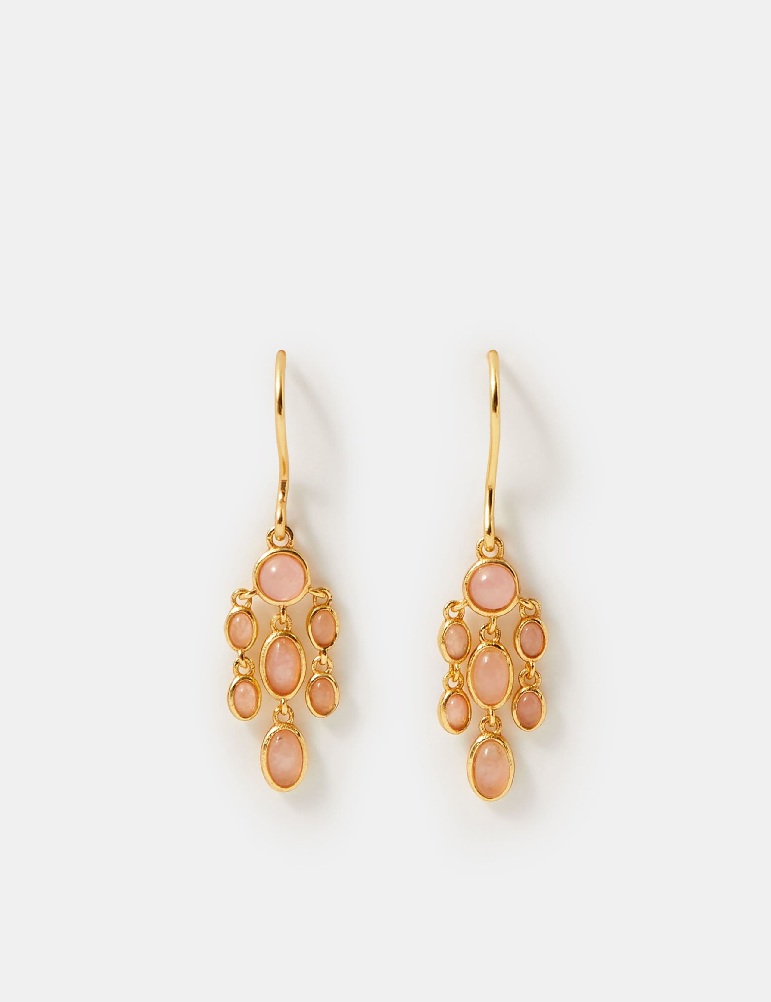 Accessorize gold plated drop earrings with rose quartz, UK version