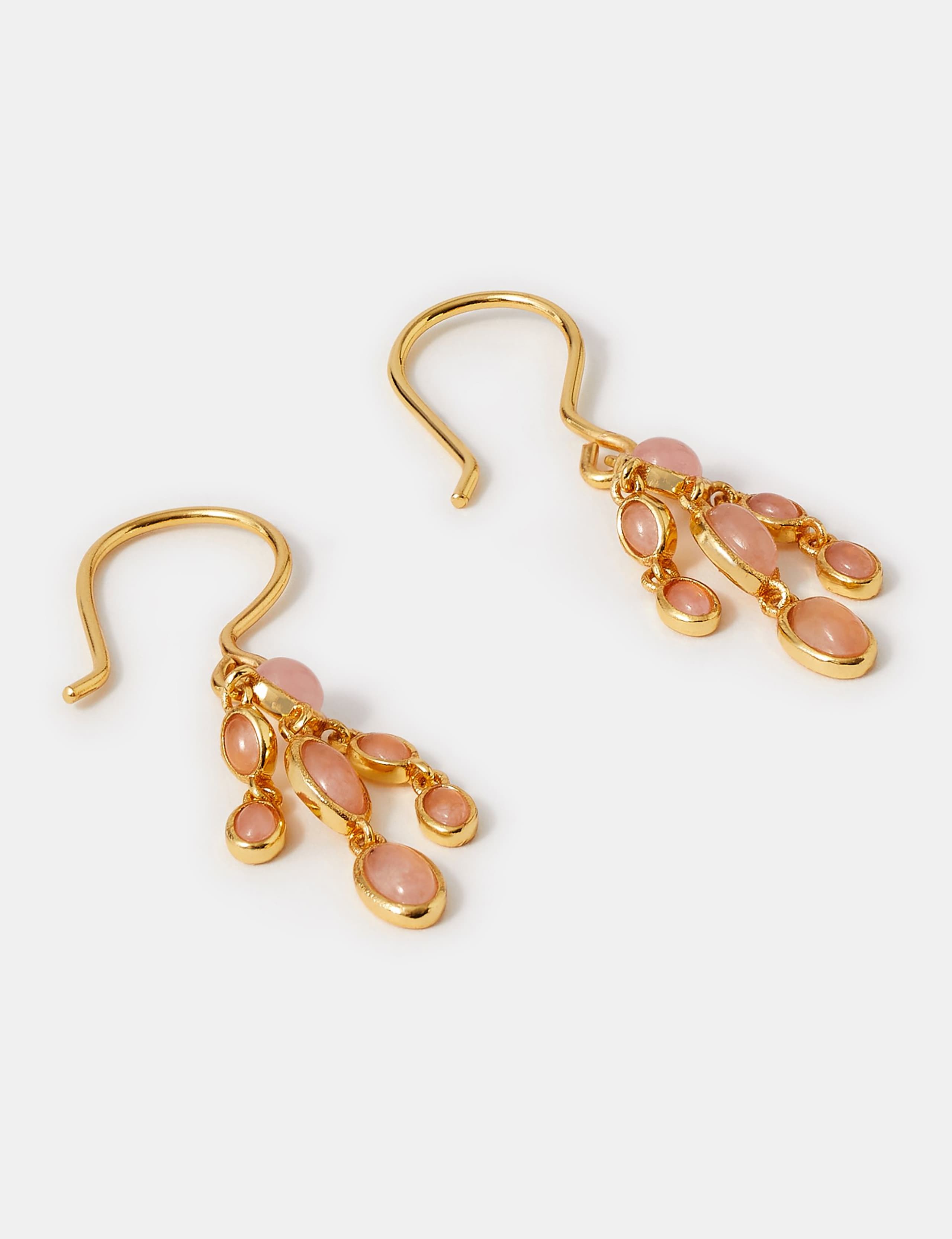 Accessorize gold plated drop earrings with rose quartz, UK version