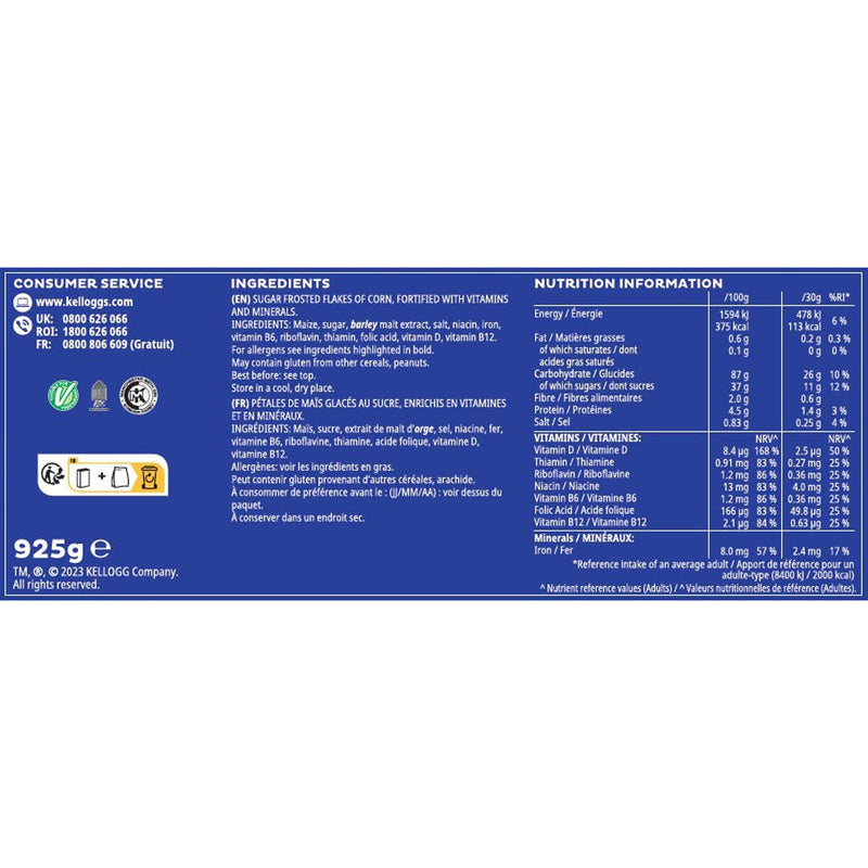 Kellogg's Frosties cereal 2 x 925g, UK version