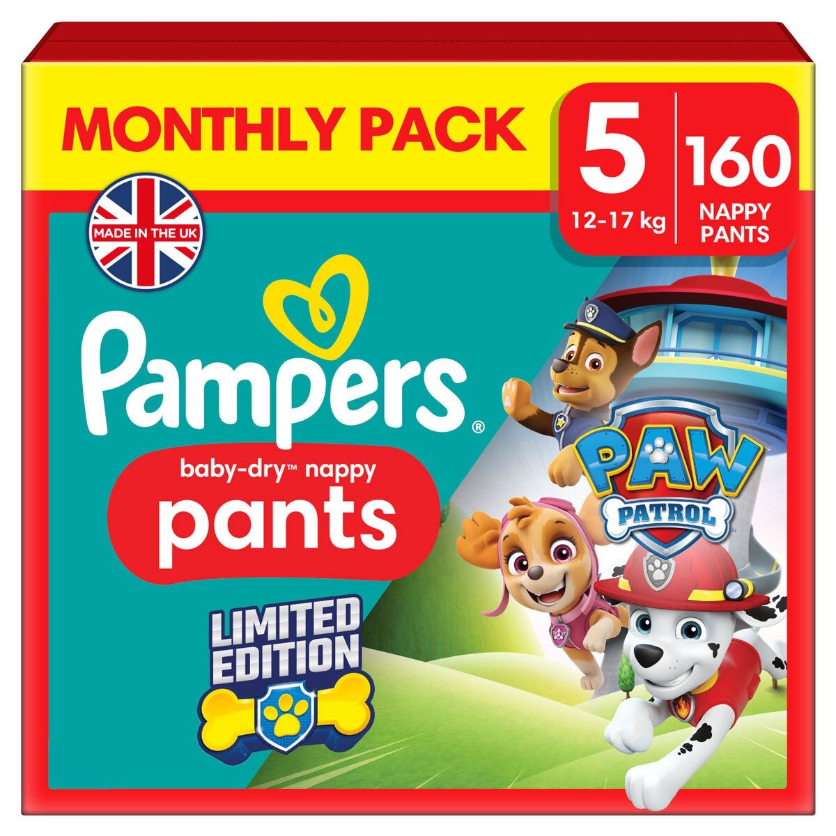 Pampers Paw Patrol Baby Dry Nappy Pants Size 5, 160 Pack GOODS Costco UK