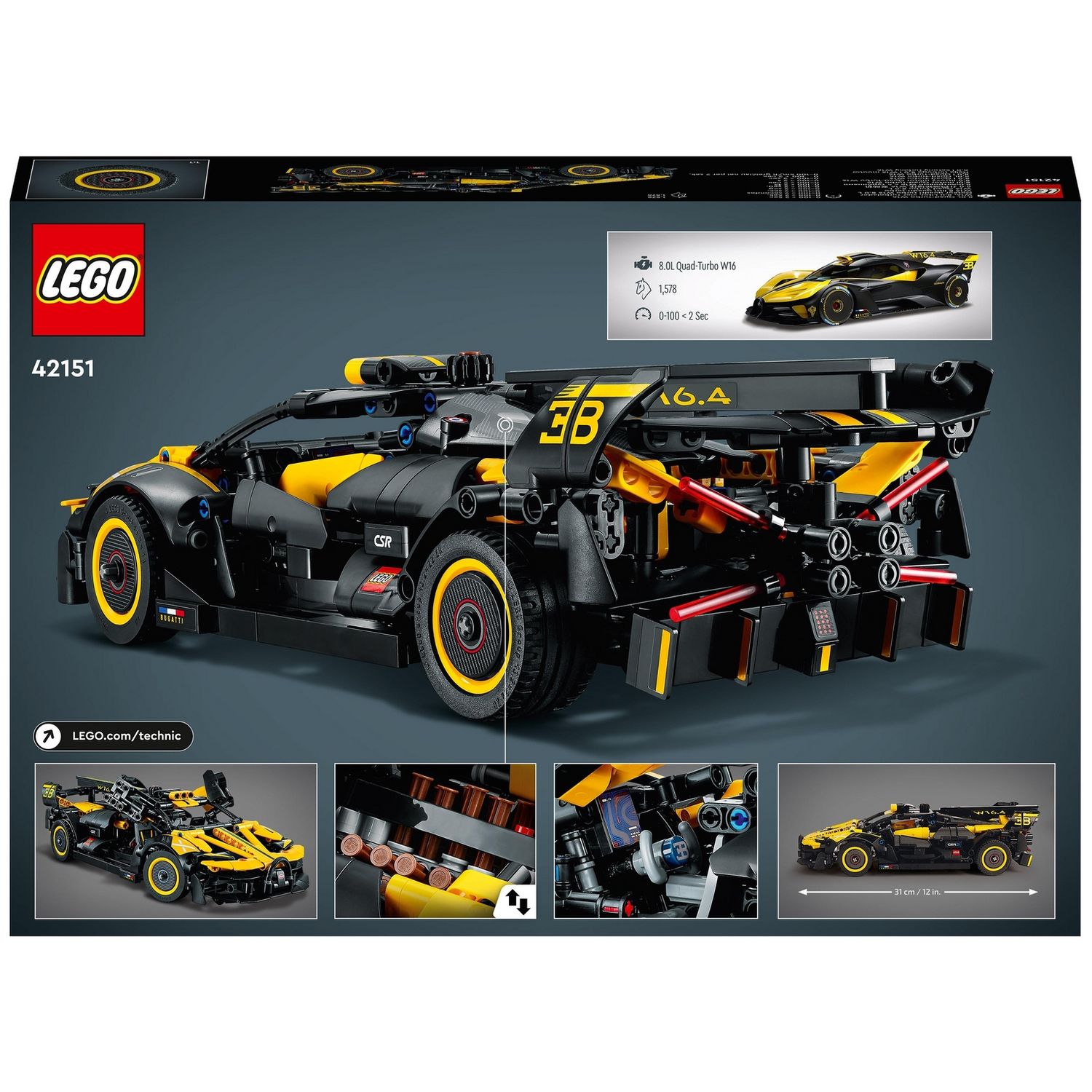 LEGO Bugatti Bolide building set with 905 pieces, UK version