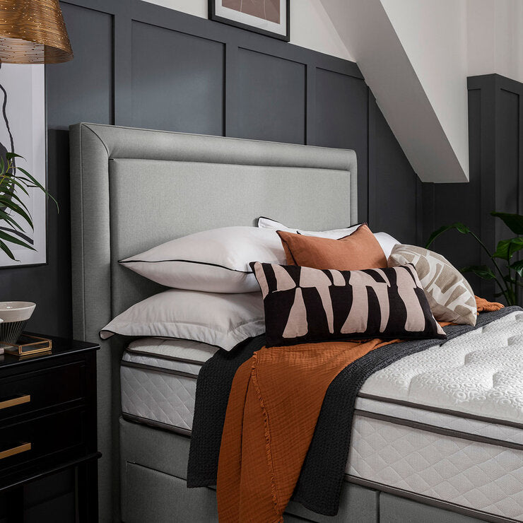 Silentnight grey fabric headboard king size (British brand)