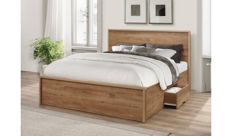 Birlea rustic wood effect oak double bed frame - British product