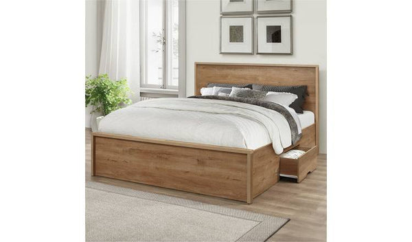 Birlea Stockwell Small Double Rustic Wooden Bed Frame with Storage Drawers - Oak