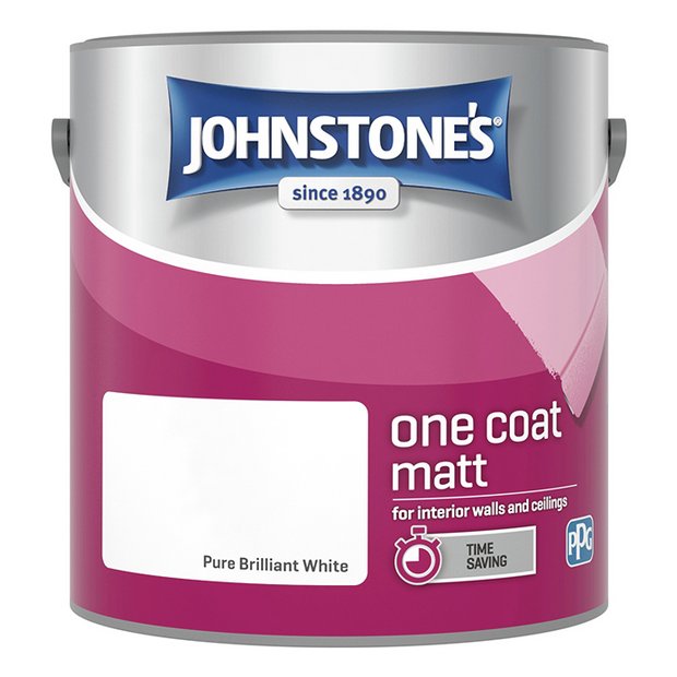 Johnstone's Brilliant White matt paint 2.5L, UK version