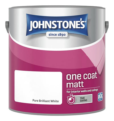 Argos Johnstone's One Coat Matt Paint Brilliant White Matt Emulsion Paint 2.5L- Buy online at McGrocer