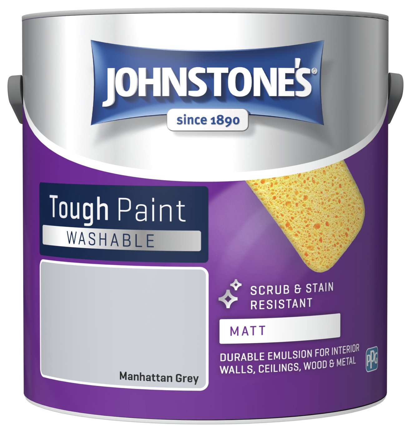 Johnstone's washable matt paint Manhattan Grey 2.5L, UK version