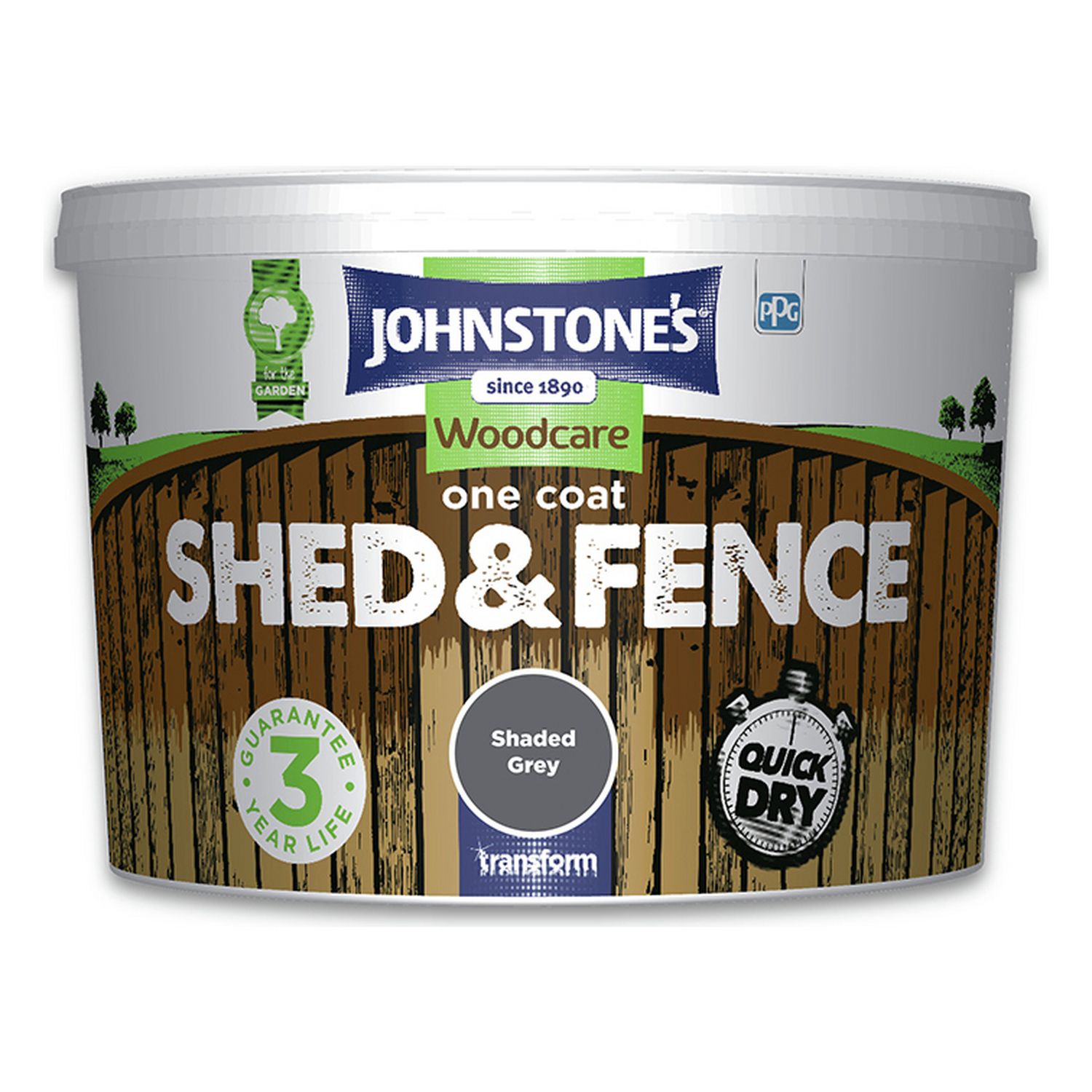 Johnstone's Shed & Fence Paint Shaded Grey 9L, UK version