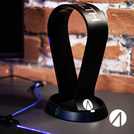 STEALTH black gaming headset stand with base, 24cm deep (British brand)