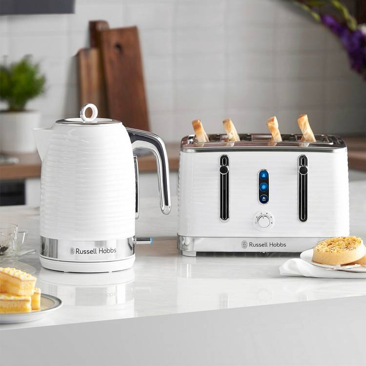 Russell Hobbs Inspire 4 slice plastic toaster white (British brand)