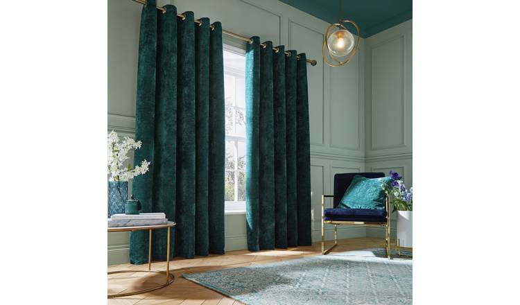 Hyperion Selene Chenille Curtains Teal 117x229cm, UK version