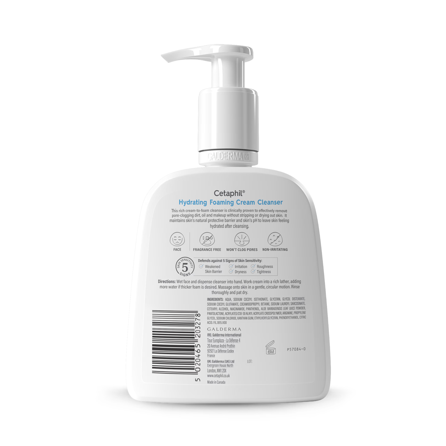 Cetaphil hydrating foaming cream cleanser 473ml (British brand)