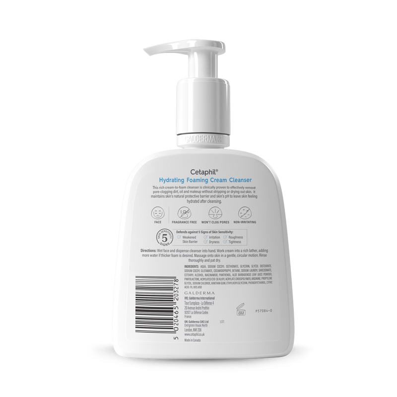 Cetaphil hydrating foaming cream cleanser 473ml (British brand)