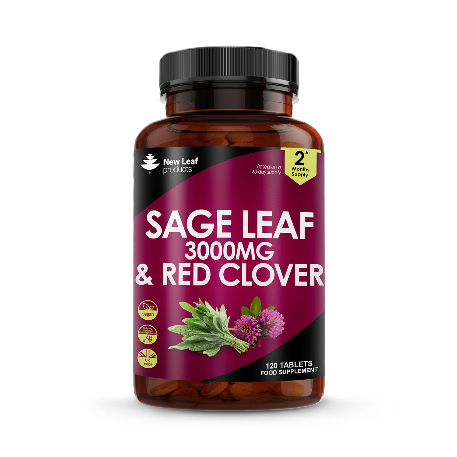 New Leaf Sage & Red Clover Tablets 120, UK version