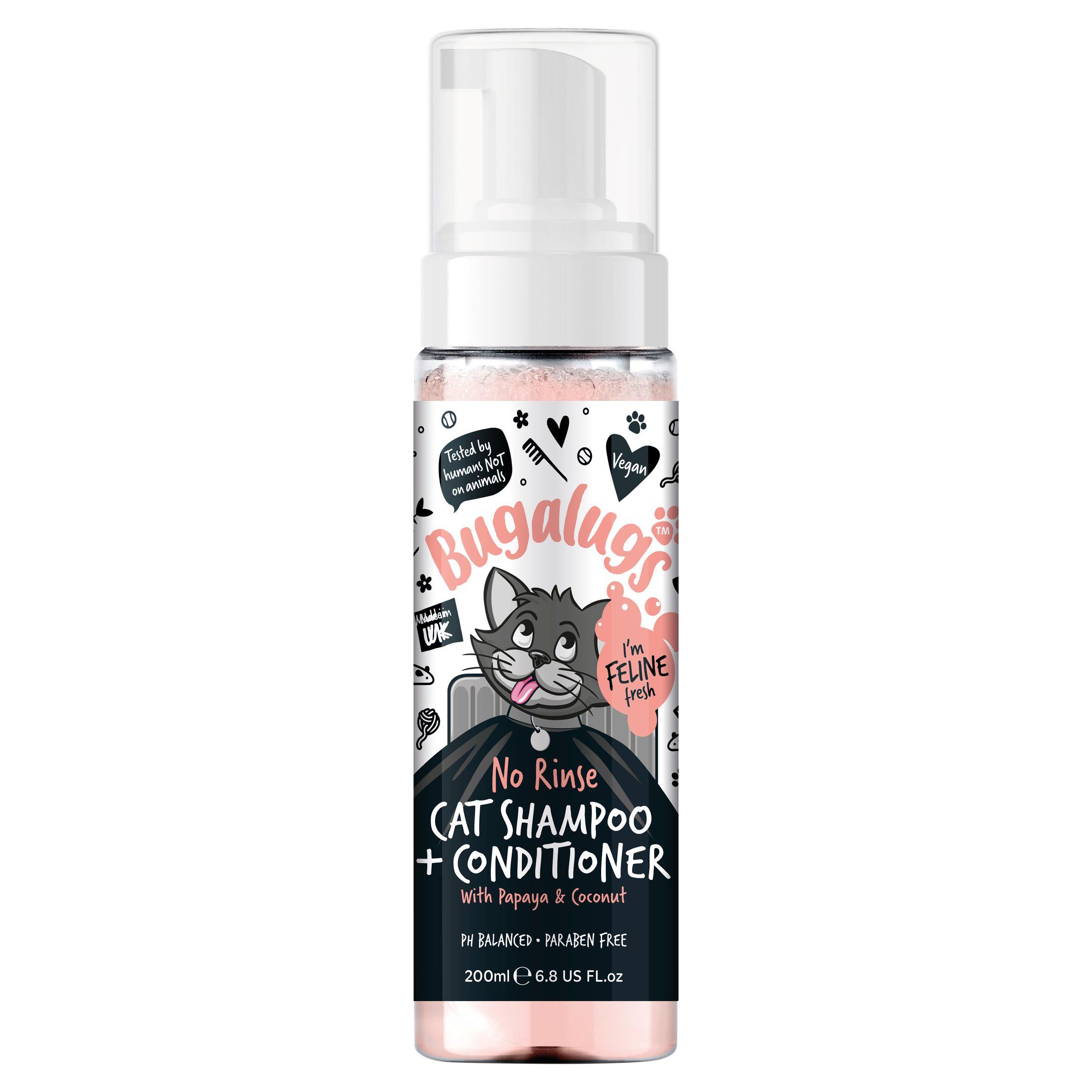 Bugalugs No Rinse Cat Shampoo + Conditioner with Papaya & Coconut 200ml GOODS Sainsburys   