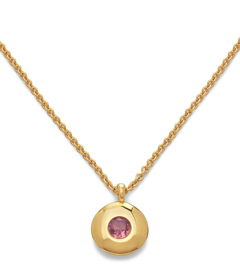 Monica Vinader March birthstone necklace pink tourmaline gold vermeil - British product