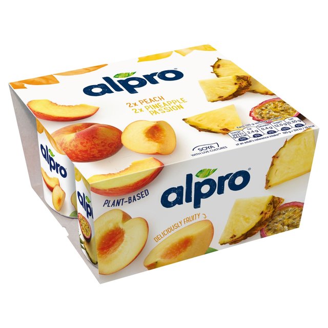 Alpro Peach & Pineapple-Passion fruit Yoghurt Alternative   4 x 125g GOODS M&S   