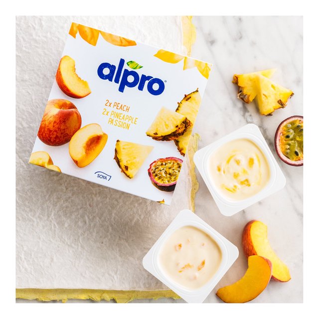 Alpro Peach & Pineapple-Passion fruit Yoghurt Alternative   4 x 125g GOODS M&S   