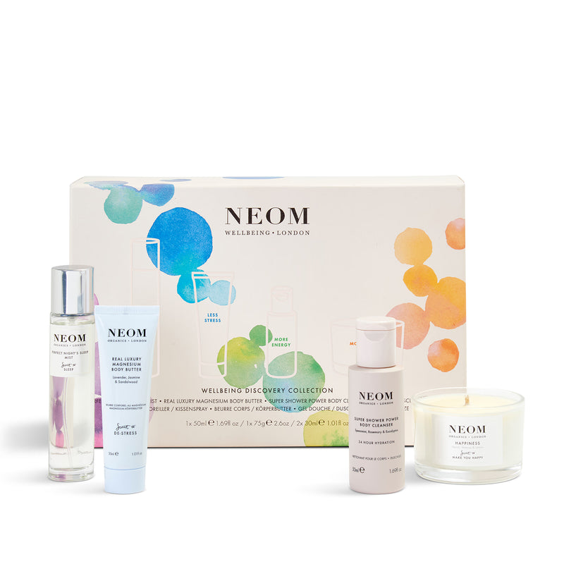 NEOM Wellbeing Discovery Collection gift set of 4 products (British brand)