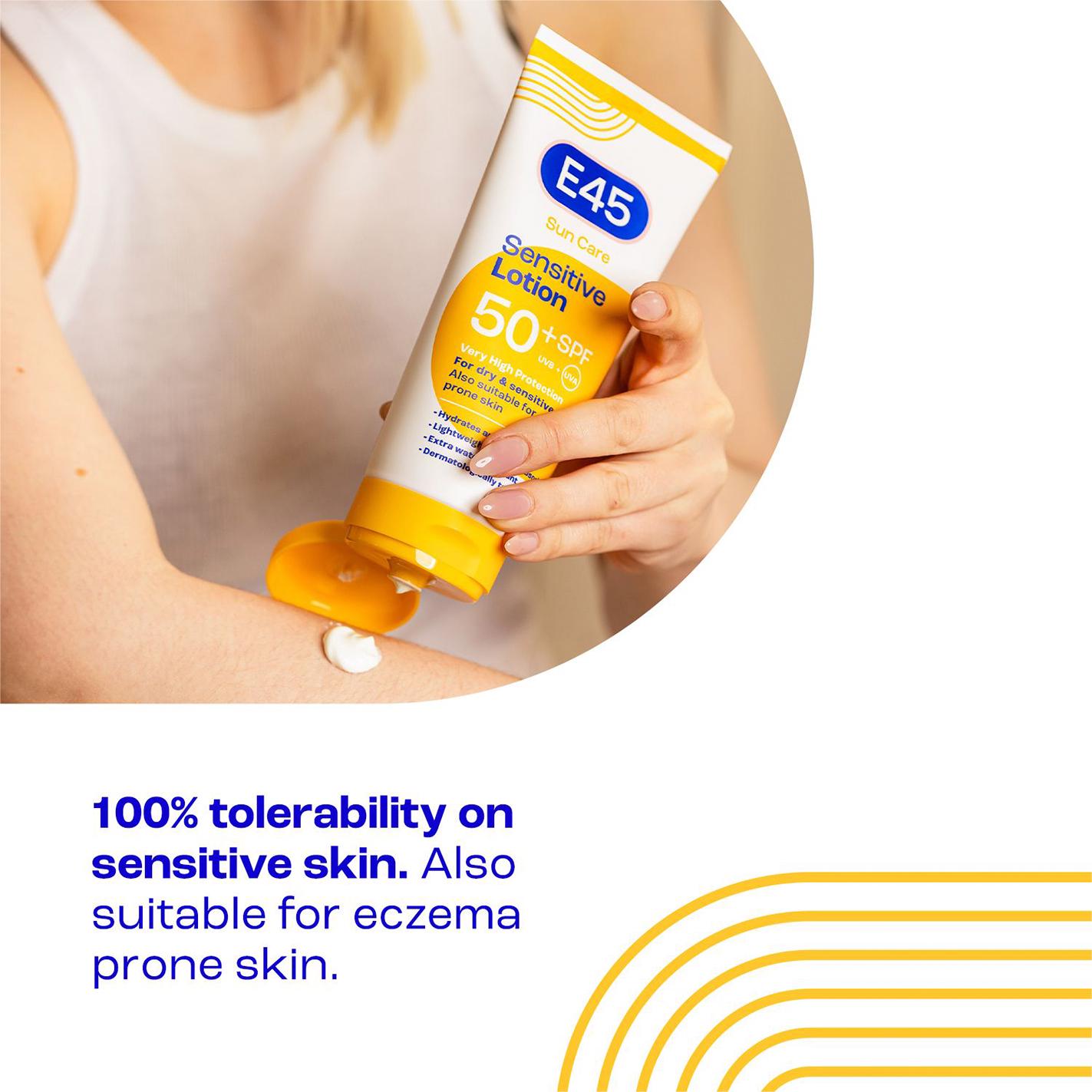 E45 sunscreen SPF 50+ sensitive 180ml, UK version