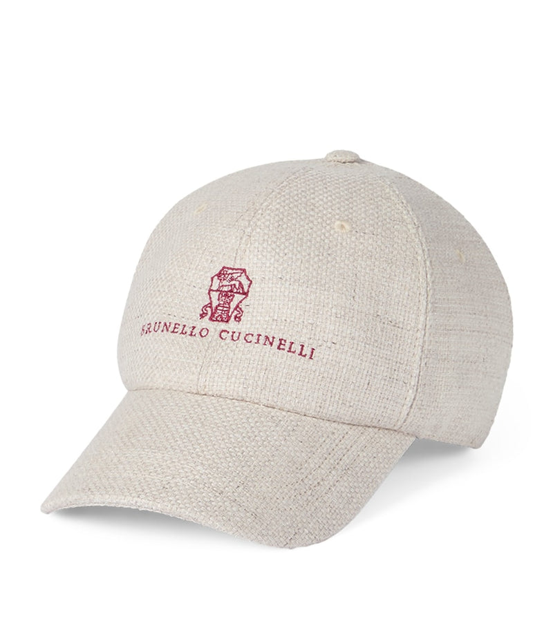 Brunello Cucinelli logo silk linen wool cap - British product