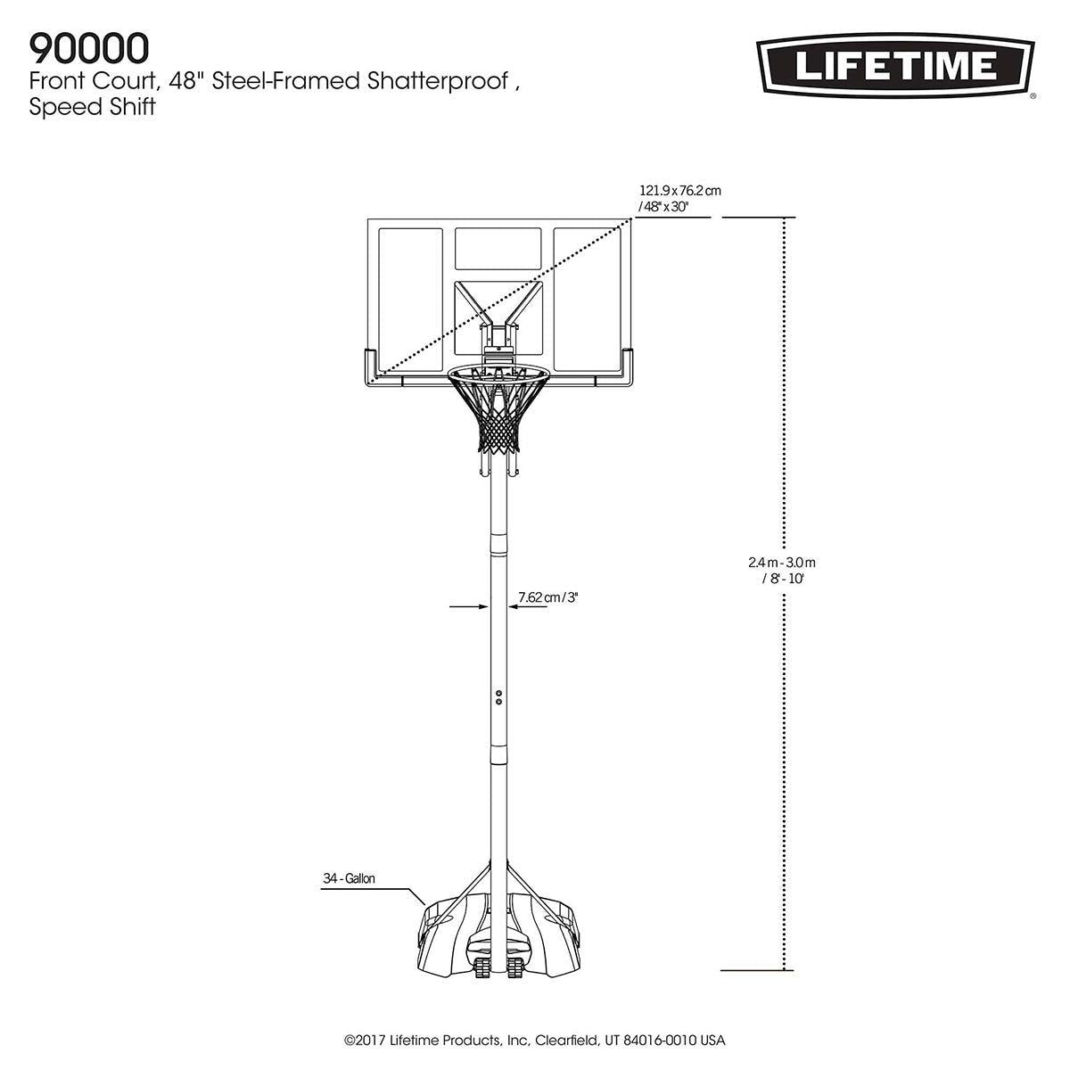 Lifetime 48 Inch (121cm) Portable Basketball Hoop GOODS Costco UK