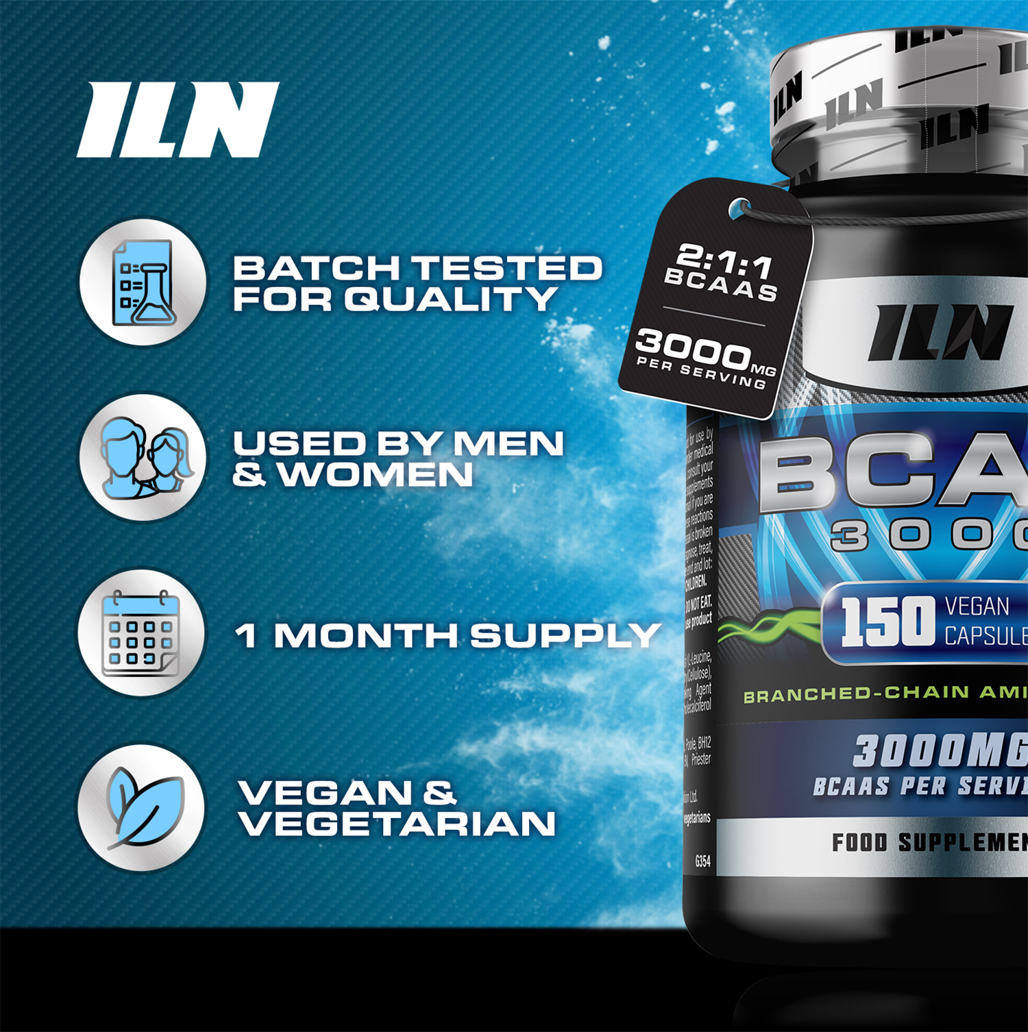 Iron Labs BCAA capsules 3000mg 150 vegetarian capsules, UK version