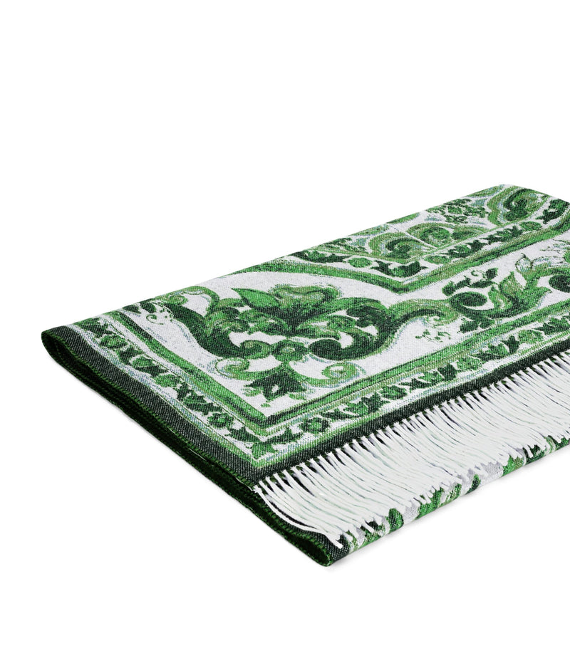 Dolce&Gabbana Casa cashmere Verde Maiolica fringe throw 140cm x 180cm - British product