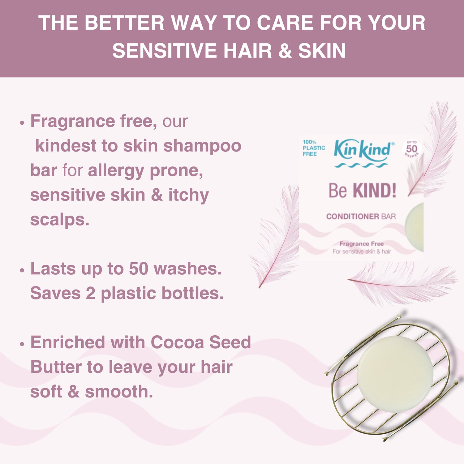 KinKind fragrance free conditioner bar 40g (British brand)