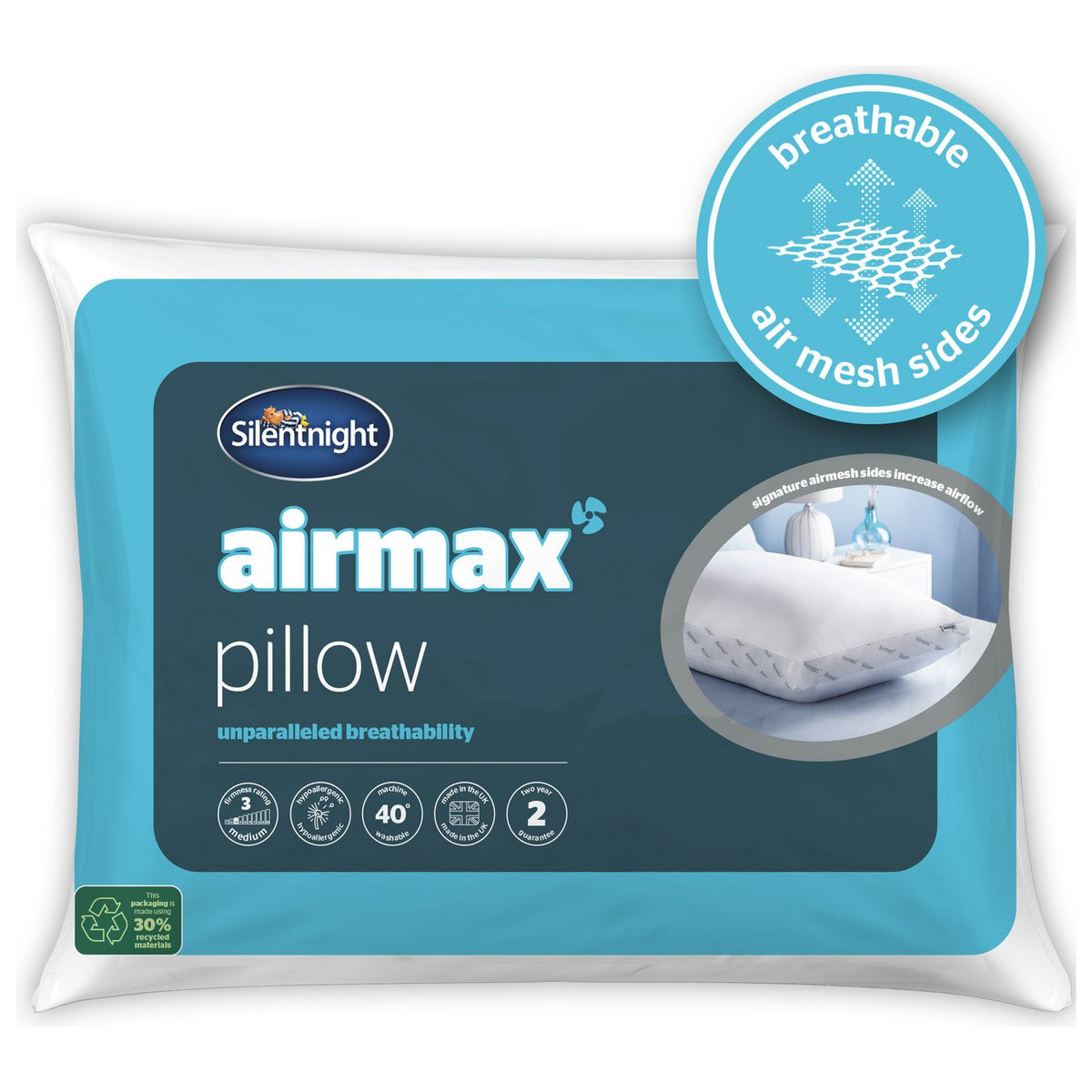 Silentnight Airmax pillow 48x74cm (British brand)