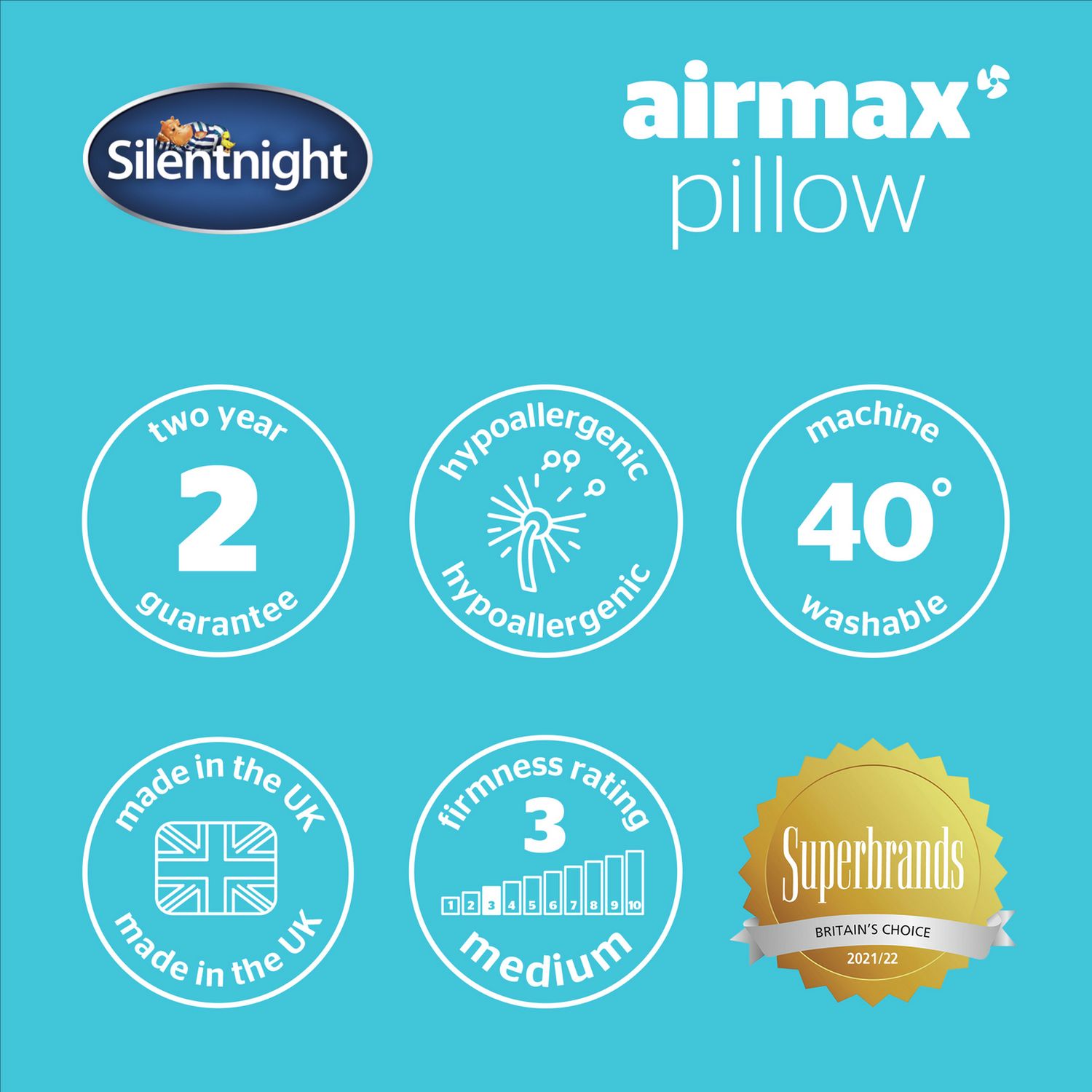Silentnight Airmax pillow 48x74cm (British brand)