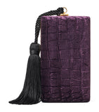 Aspinal of London velvet croc-embossed Paloma box clutch bag, imported from the UK