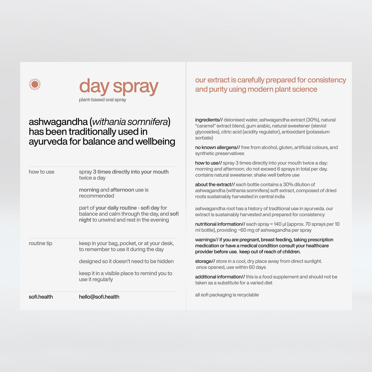 sofi day oral spray ashwagandha 10ml, UK version