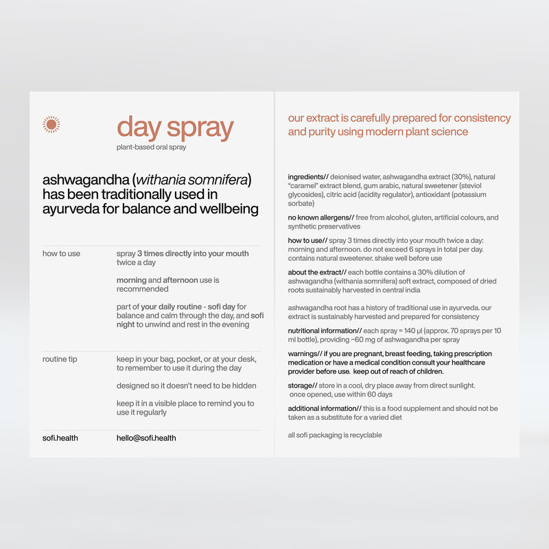 sofi day oral spray ashwagandha 10ml, UK version